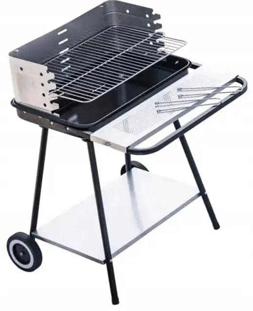 Cadeau showroom barbecue Argent Barbecue au charbon sur roulettes 53x33,5 cm