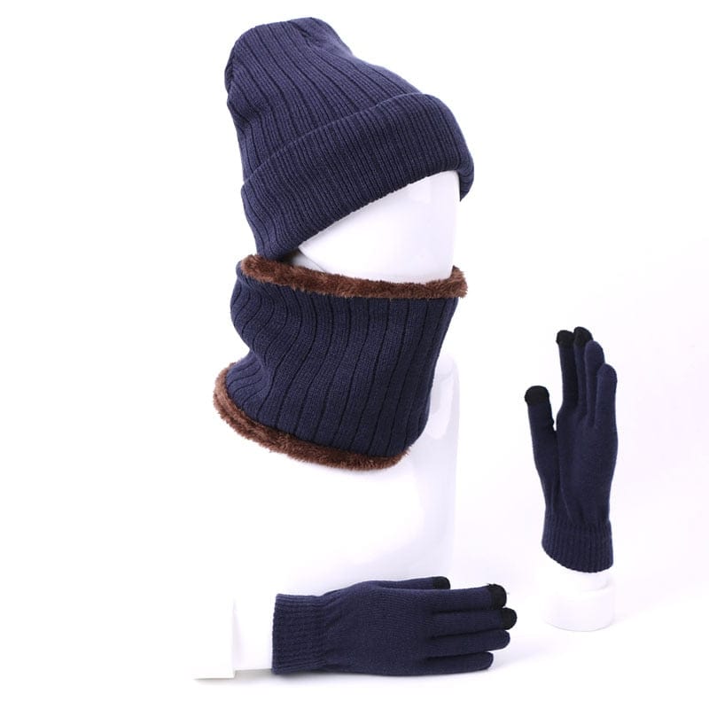 Cadeau showroom Bleu Ensemble bonnet et écharpe pour hommes et femmes