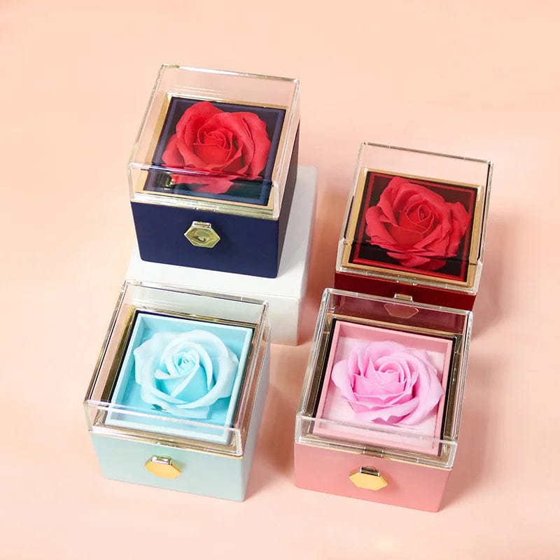 Cadeau showroom Boîte-cadeau rose rotative et présentoir à bijoux