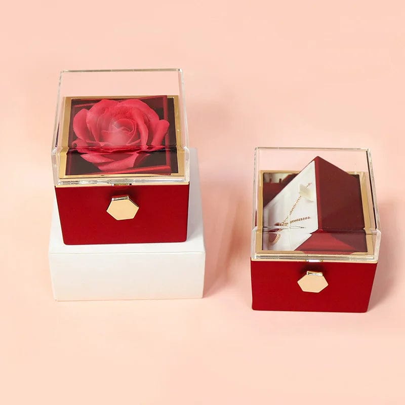 Cadeau showroom Boîte-cadeau rose rotative et présentoir à bijoux