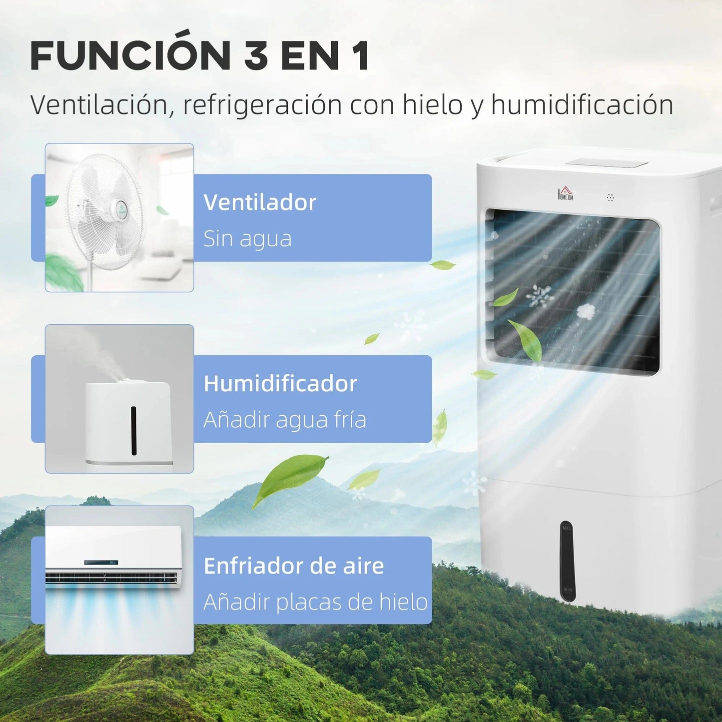 Cadeau showroom climatiseurs Blanc Refroidisseur d'air portable 15 L HOMCOM