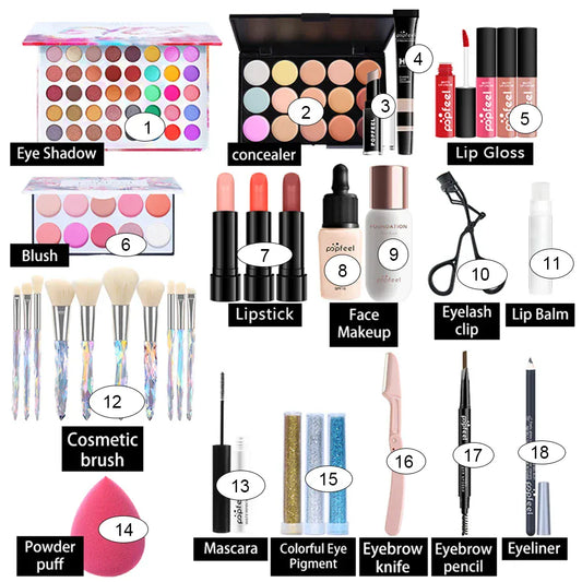 Cadeau showroom Coffret maquillage complet pour femme – visage et yeux