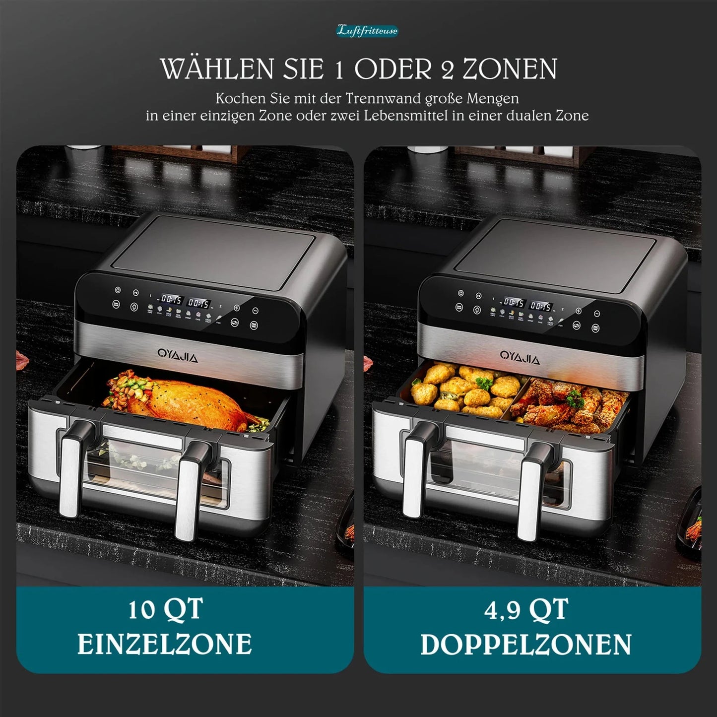 Cadeau showroom Noir Double friteuse à air chaud