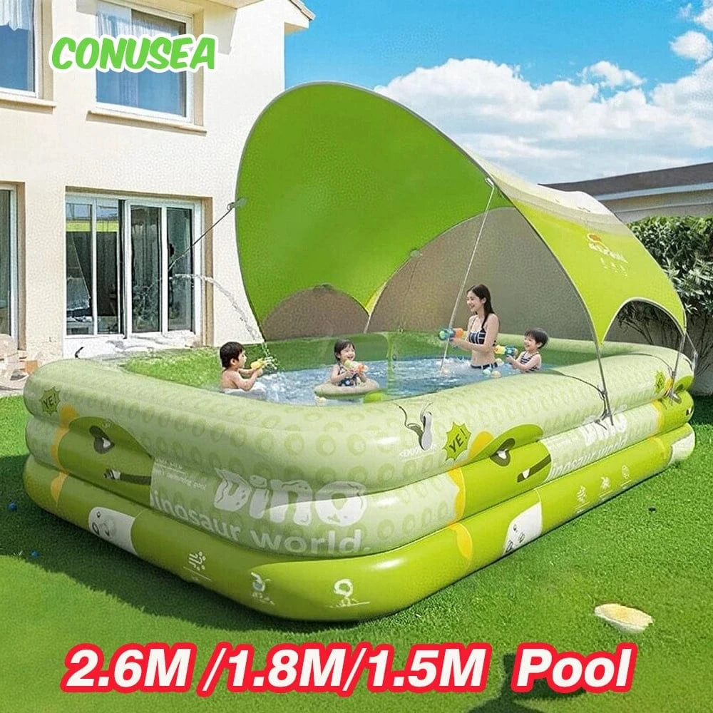 Cadeau showroom piscine gonflable 2.1M avec auvent Grande piscine gonflable de 2,1 M avec auvent