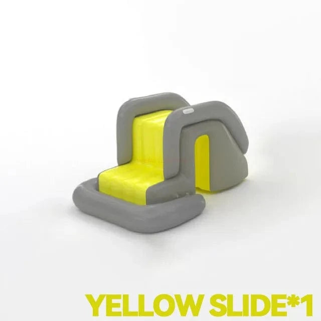 Cadeau showroom piscine gonflable 2.6M jaune/gris Piscine gonflable avec toboggan et auvent 2,6M