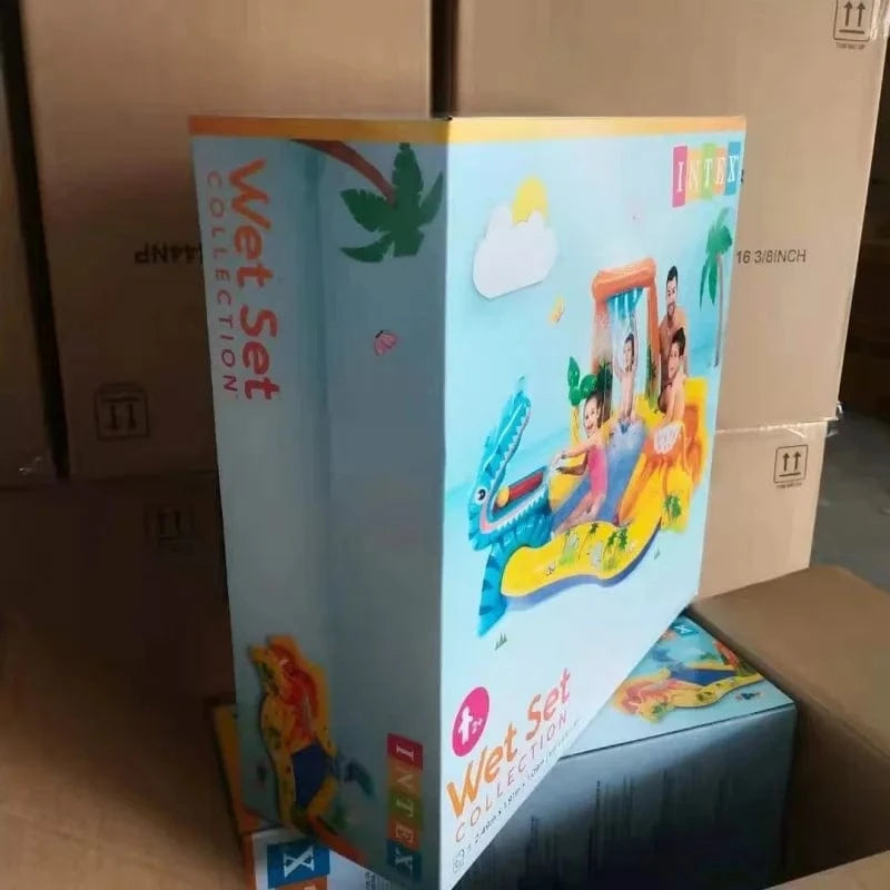 Cadeau showroom piscine gonflable 249x191x109CM Piscine pour enfants avec toboggan