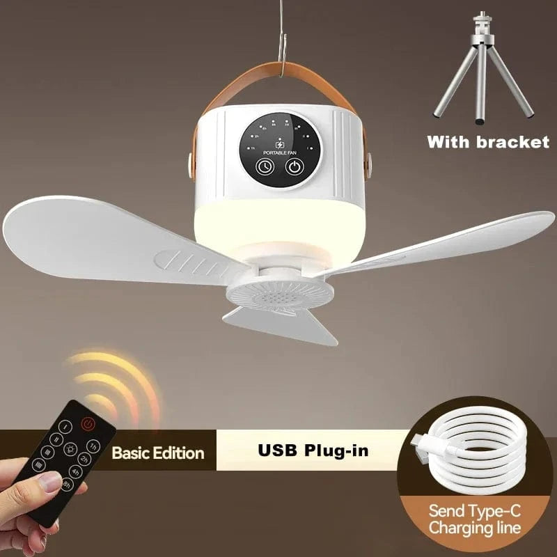 Cadeau showroom ventilateurs 7200mah Ventilateur de plafond portable avec lumière, rechargeable par USB