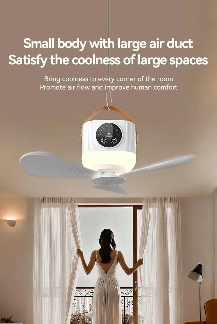 Cadeau showroom ventilateurs 7200mah Ventilateur de plafond portable avec lumière, rechargeable par USB