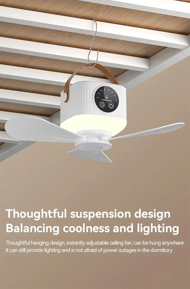 Cadeau showroom ventilateurs 7200mah Ventilateur de plafond portable avec lumière, rechargeable par USB