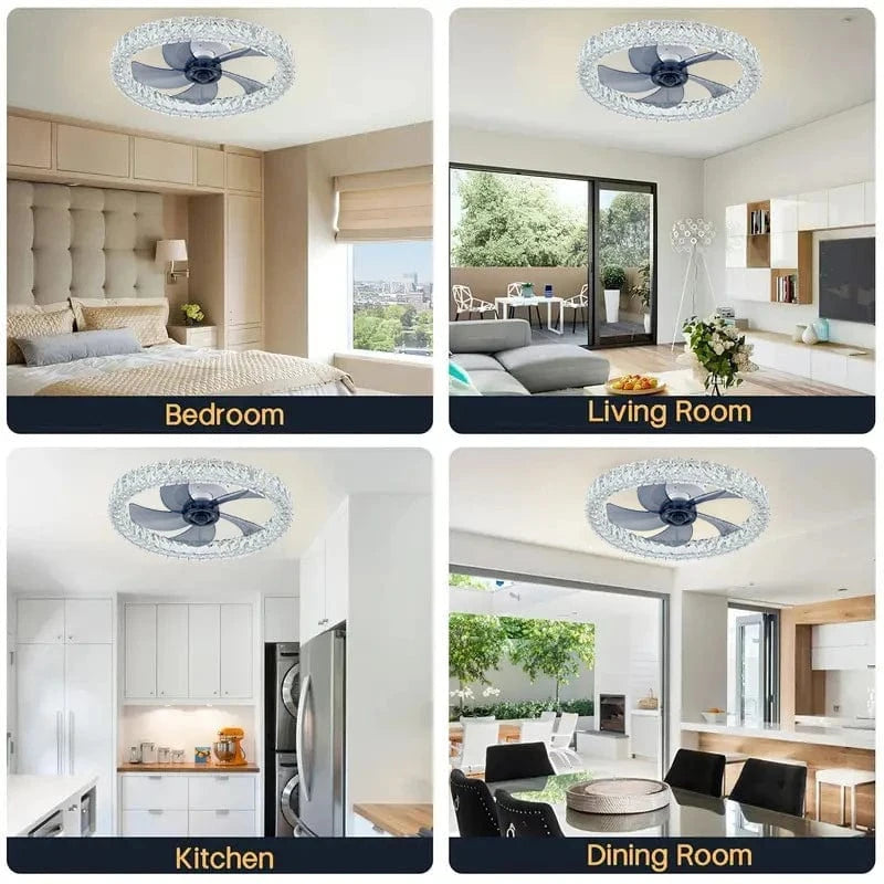 Cadeau showroom ventilateurs Blanc Ventilateur de plafond en cristal silencieux