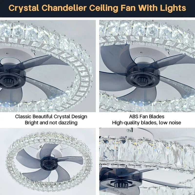 Cadeau showroom ventilateurs Blanc Ventilateur de plafond en cristal silencieux