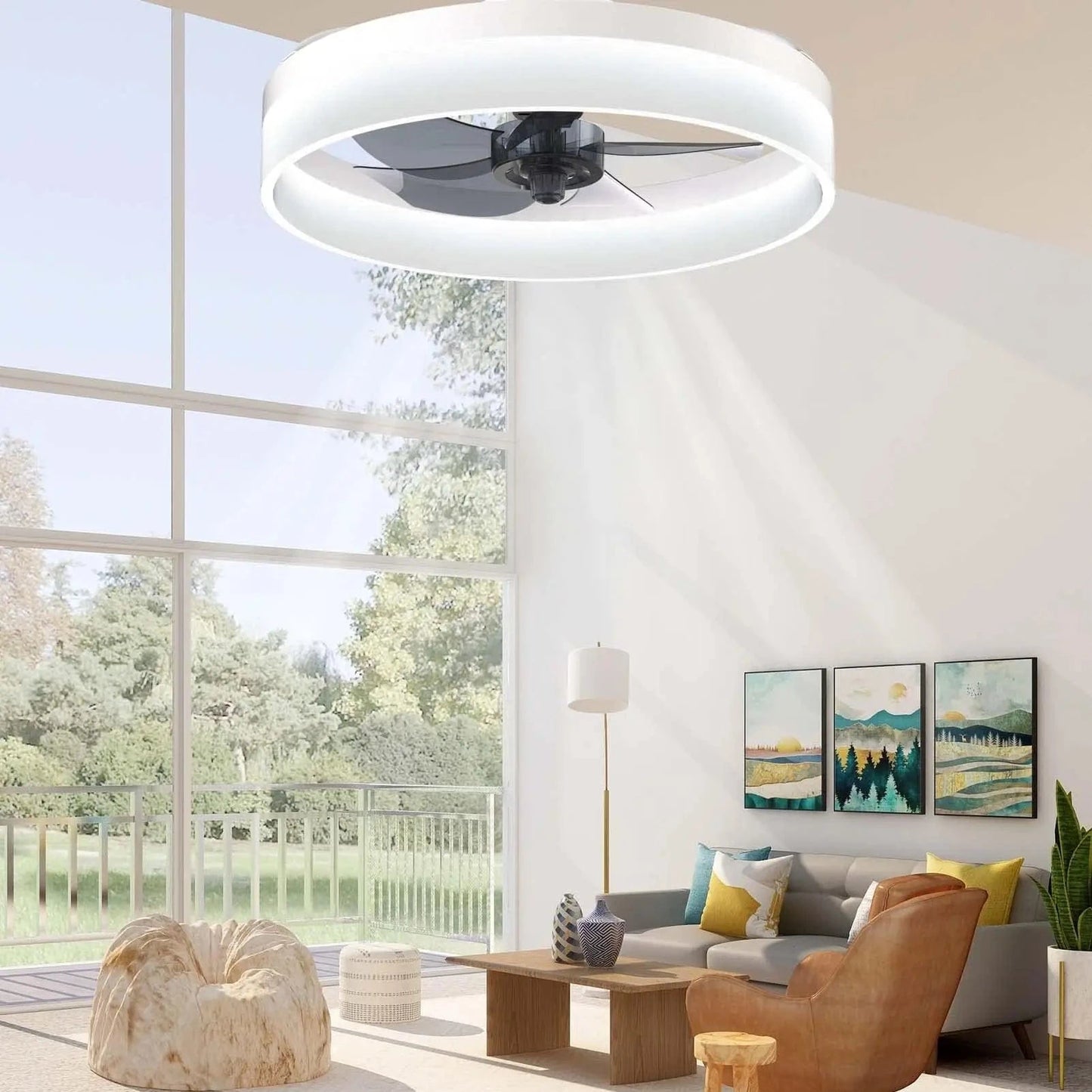 Cadeau showroom ventilateurs Blanc Ventilateur de plafond intelligent et moderne