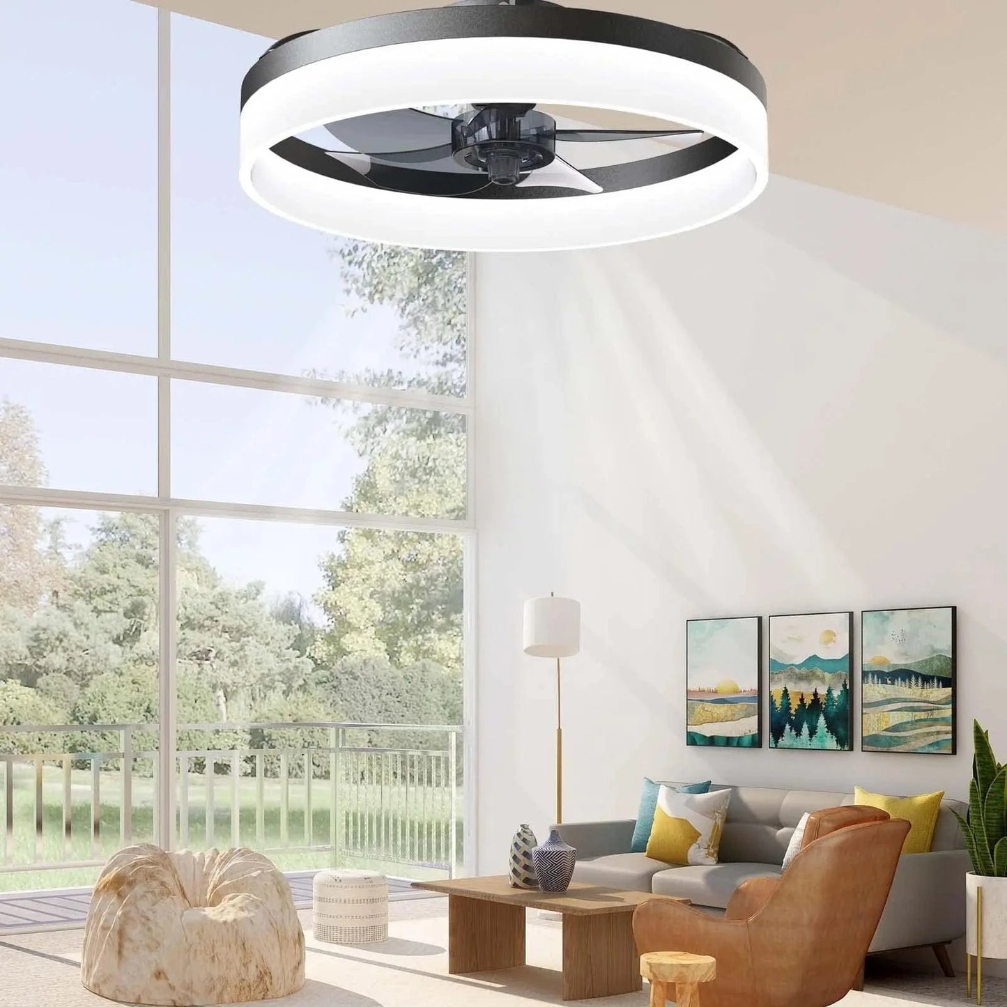 Cadeau showroom ventilateurs Noir Ventilateur de plafond intelligent et moderne