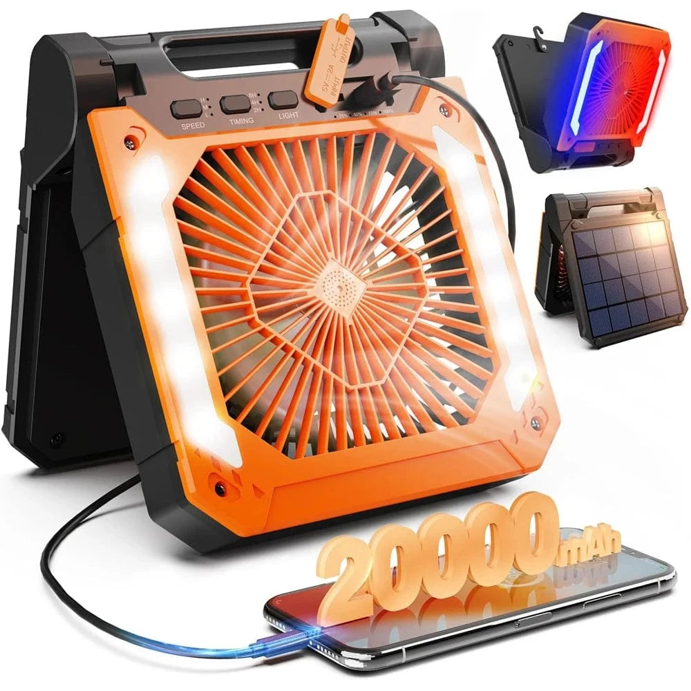 Cadeau showroom ventilateurs Orange et noir Ventilateur électrique portable avec éclairage LED