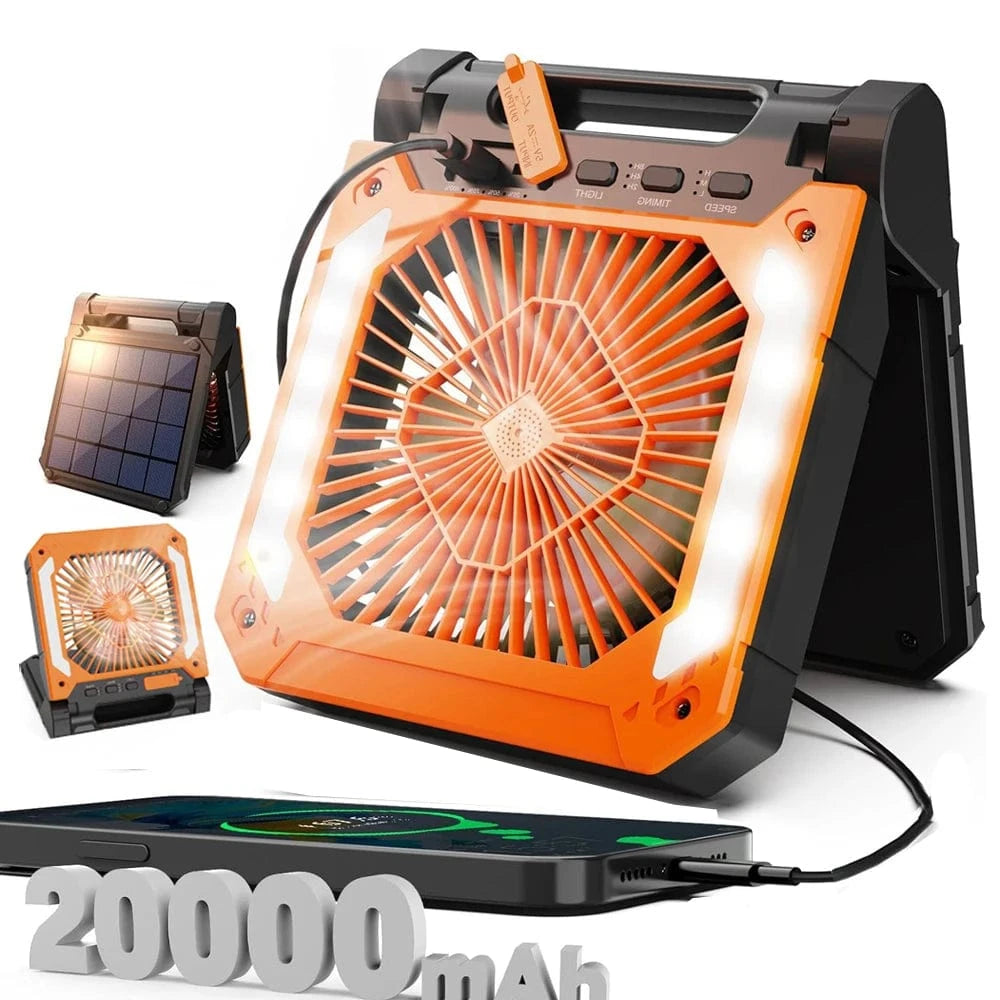 Cadeau showroom ventilateurs Orange Ventilateur électrique portable avec éclairage LED