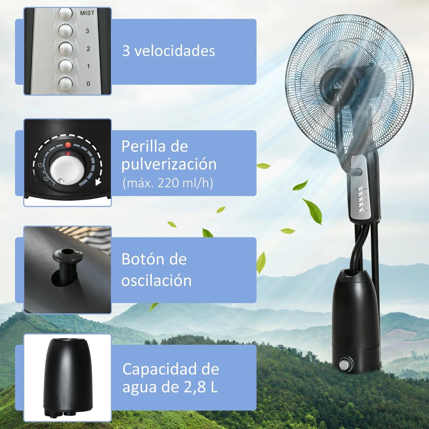 Cadeau showroom ventilateurs Ventilateur brumisateur silencieux 90 W