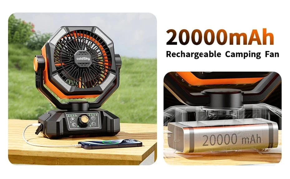 Cadeau showroom ventilateurs Ventilateur de camping ColdSky 20 000 mAh
