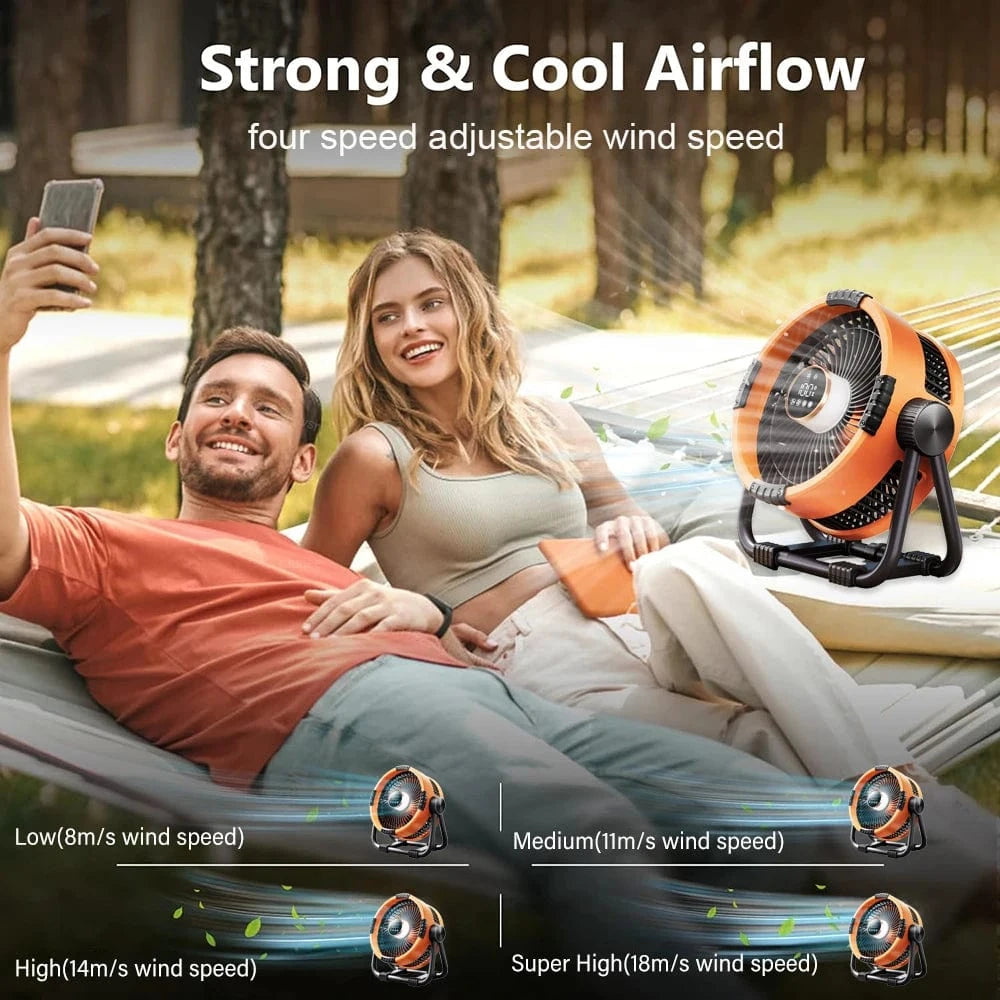 Cadeau showroom ventilateurs Ventilateur de camping portable rechargeable 20 000 mAh
