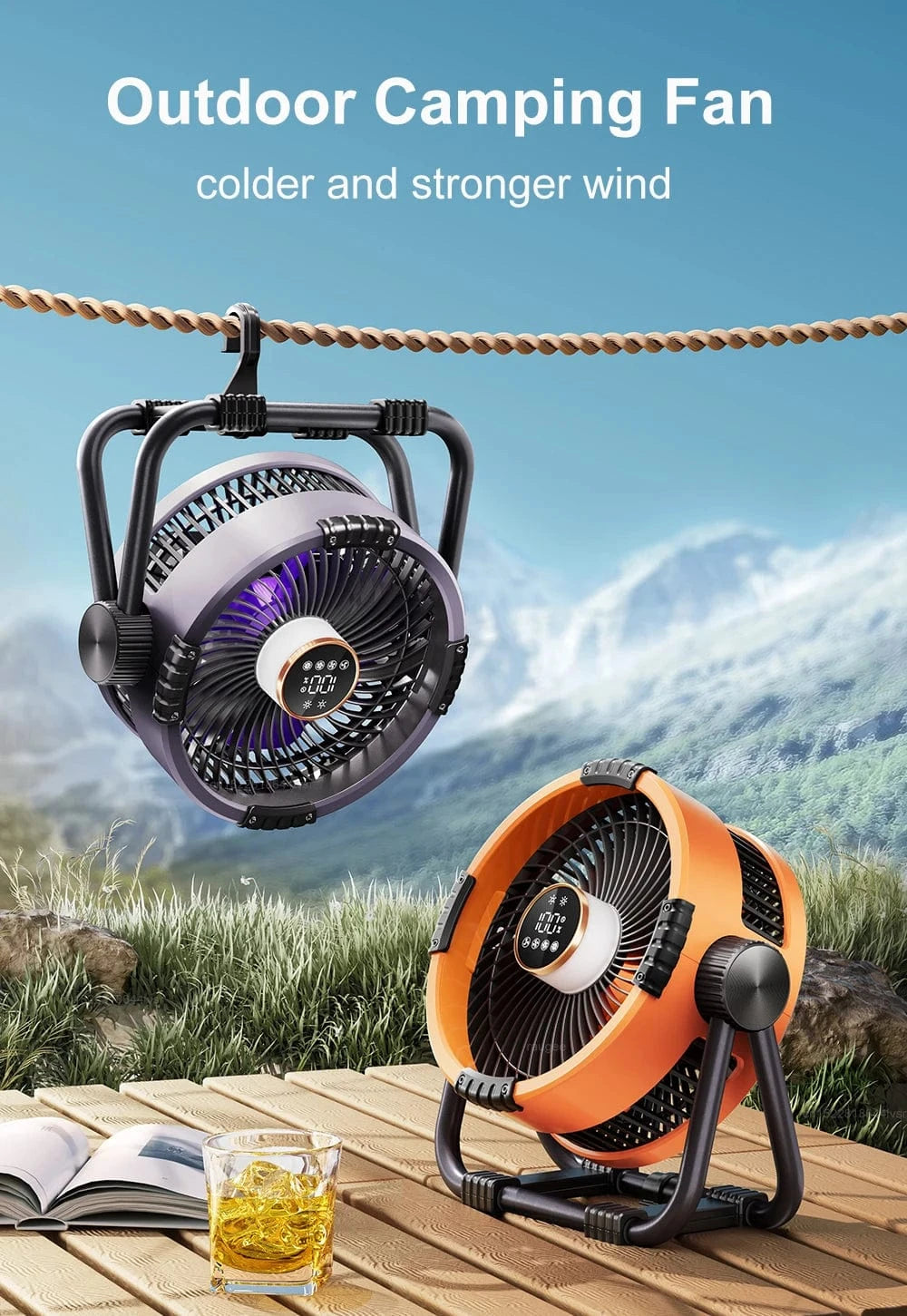 Cadeau showroom ventilateurs Ventilateur de camping portable rechargeable 20 000 mAh