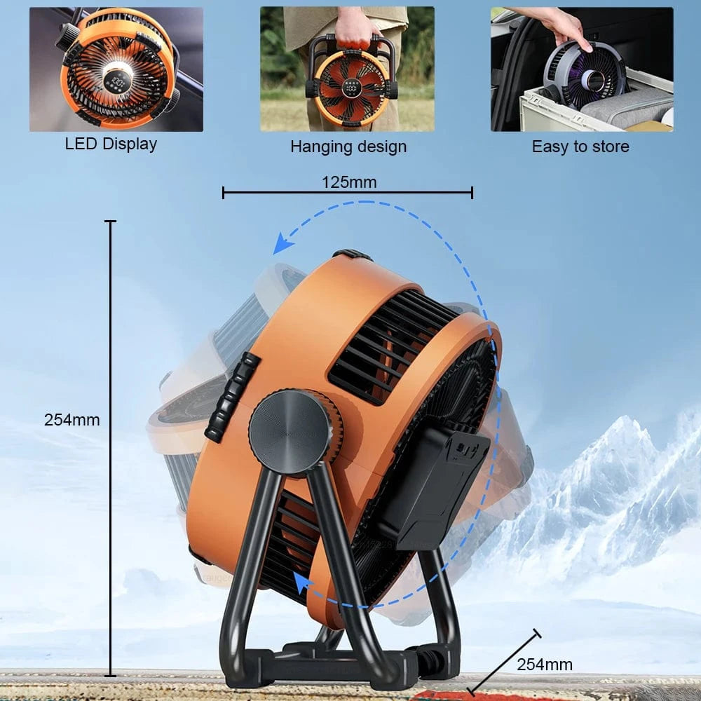 Cadeau showroom ventilateurs Ventilateur de camping portable rechargeable 20 000 mAh