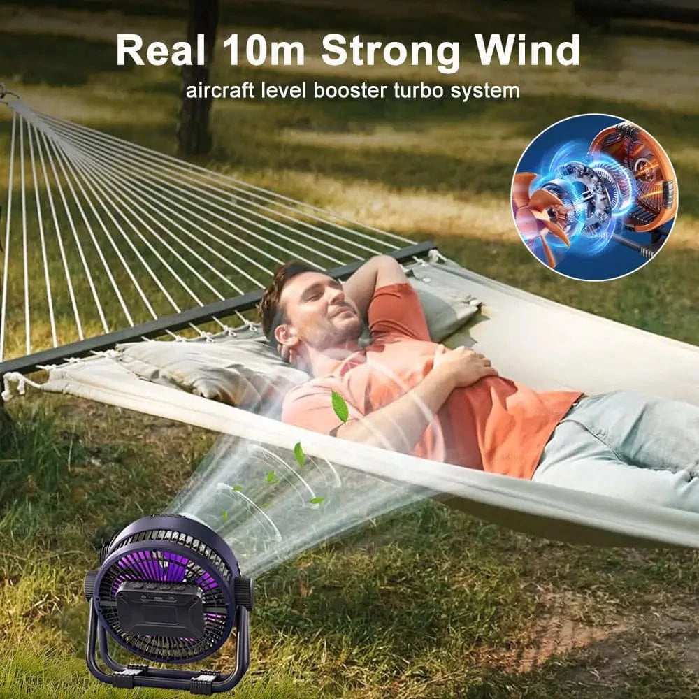 Cadeau showroom ventilateurs Ventilateur de camping portable rechargeable 20 000 mAh