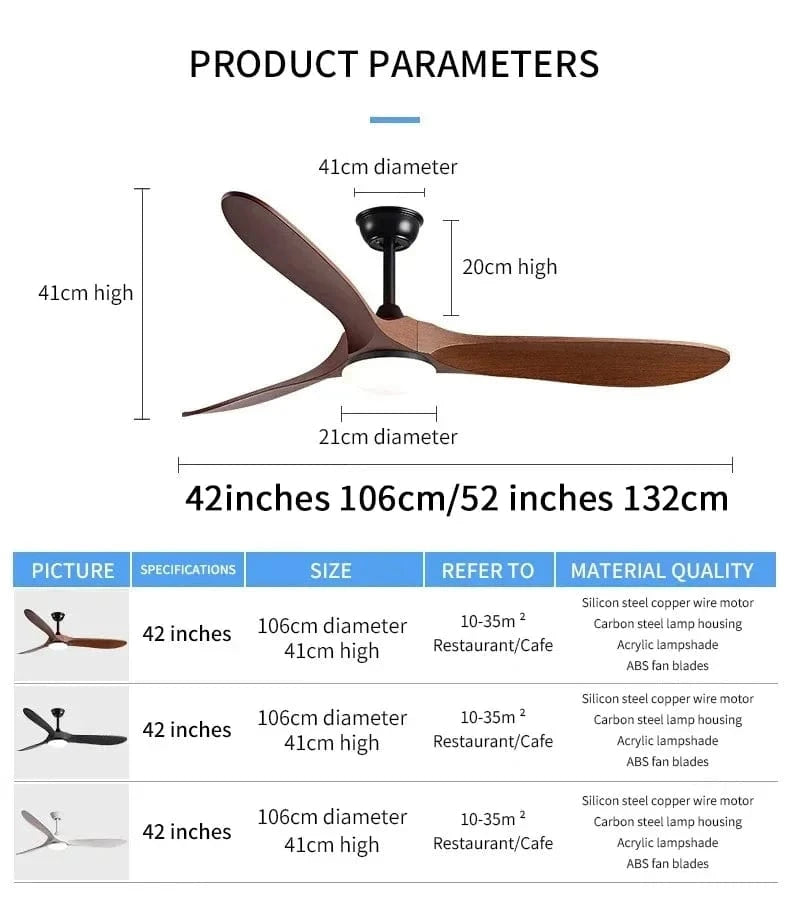 Cadeau showroom ventilateurs Ventilateur de plafond LED, pales réversibles 41cm x 132CM