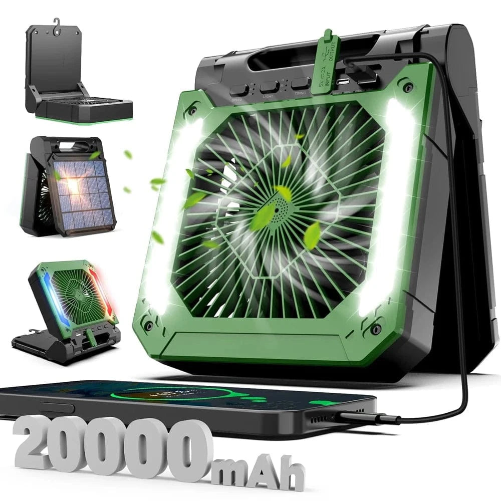 Cadeau showroom ventilateurs Vert et noir Ventilateur électrique portable avec éclairage LED