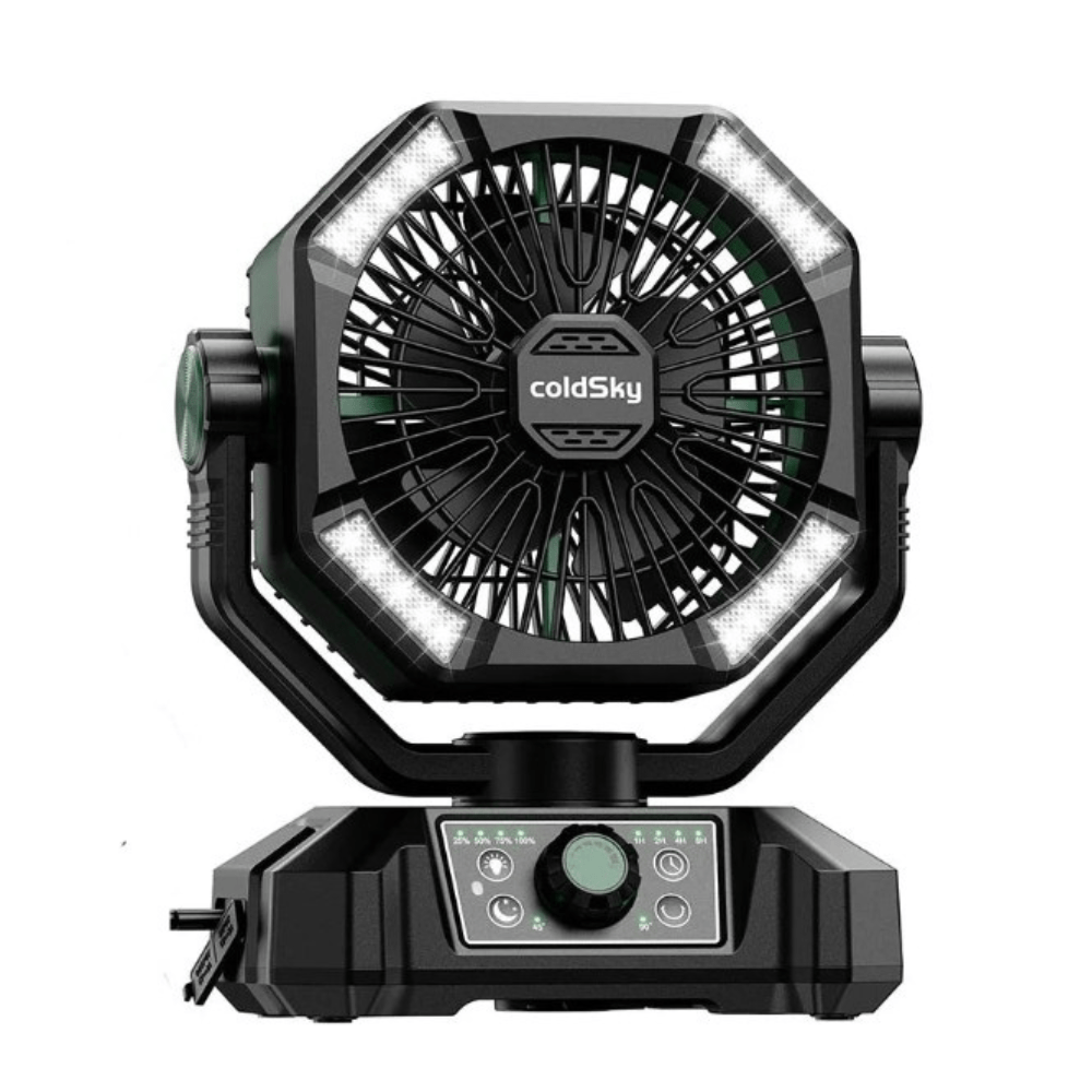 Cadeau showroom ventilateurs Vert Ventilateur de camping ColdSky 20 000 mAh