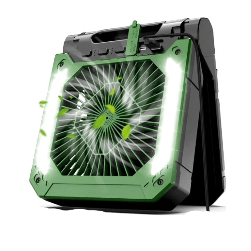 Cadeau showroom ventilateurs Vert Ventilateur électrique portable avec éclairage LED