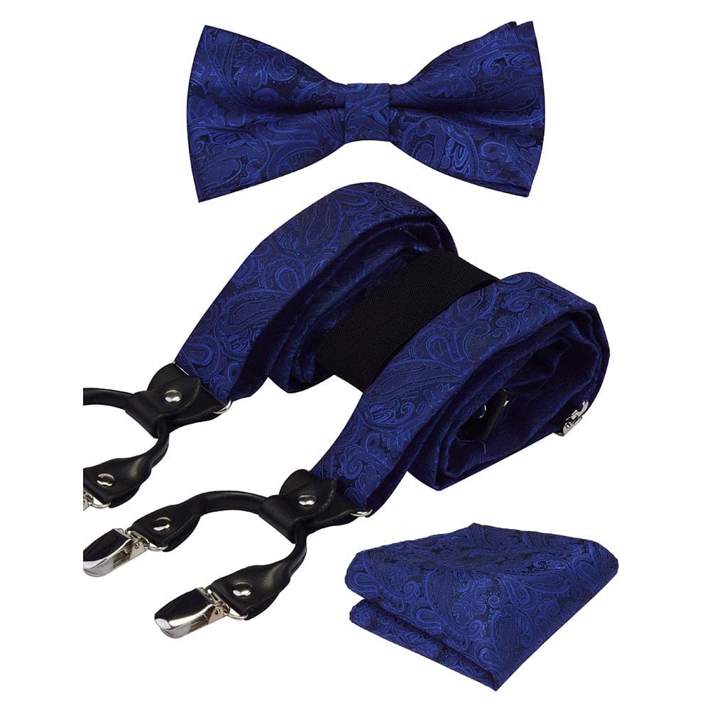 Cadeau showroom Bleu Bretelles Nœud Papillon et Pochette