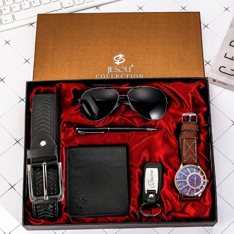Cadeau showroom Marron 3 Coffret cadeau 6 pièces pour hommes