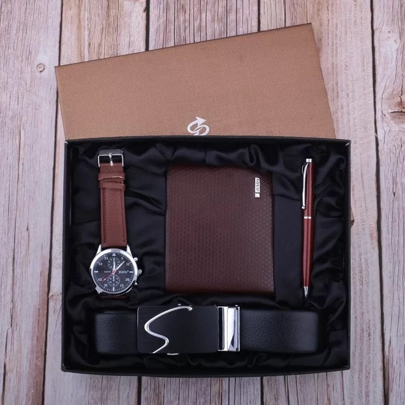 Cadeau showroom Marron Coffret cadeau portefeuille pliable, stylo à bille