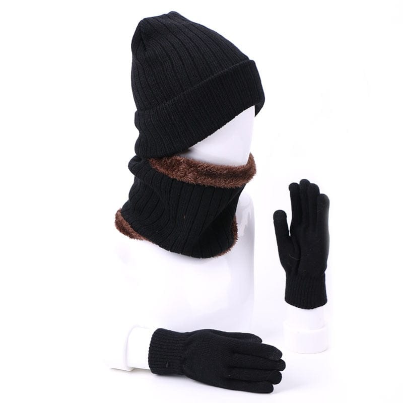 Cadeau showroom Noir Ensemble bonnet et écharpe pour hommes et femmes