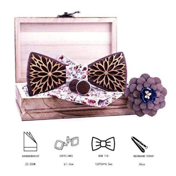 lasanderss Noeud papillon Double couche en bois nœud hommes