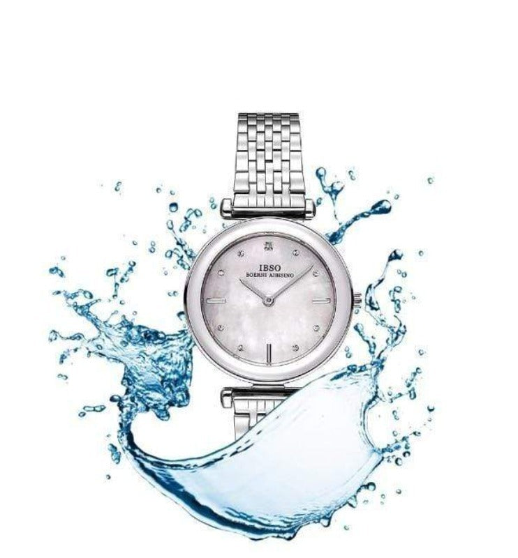 Montre femme Ensemble bijoux Femme Montre-bracelet en acier inoxydable argenté de mode élégante