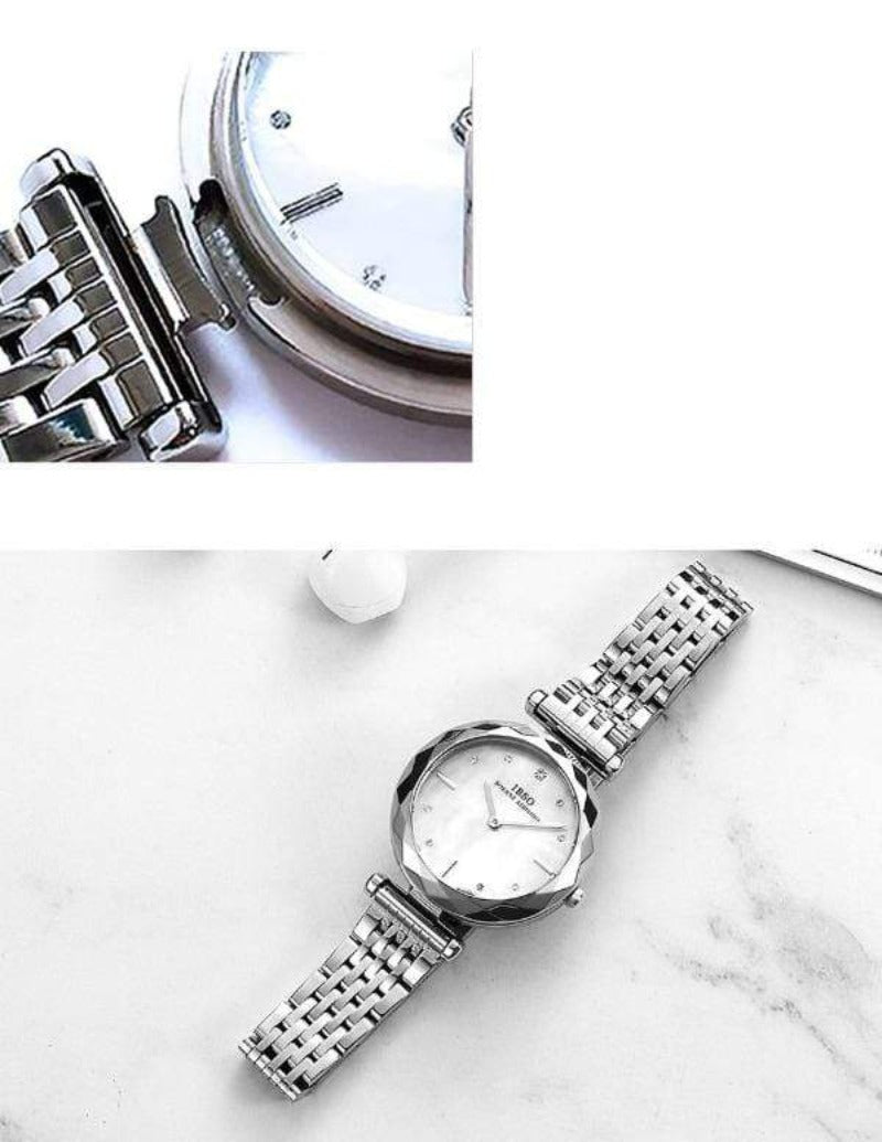 Montre femme Ensemble bijoux Femme Montre-bracelet en acier inoxydable argenté de mode élégante