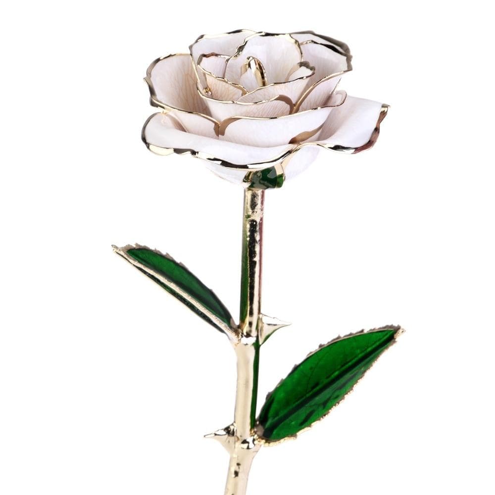 Showroom-Cadeau Fleur Rose Fleur Rose en métal plaquée dore avec boîte