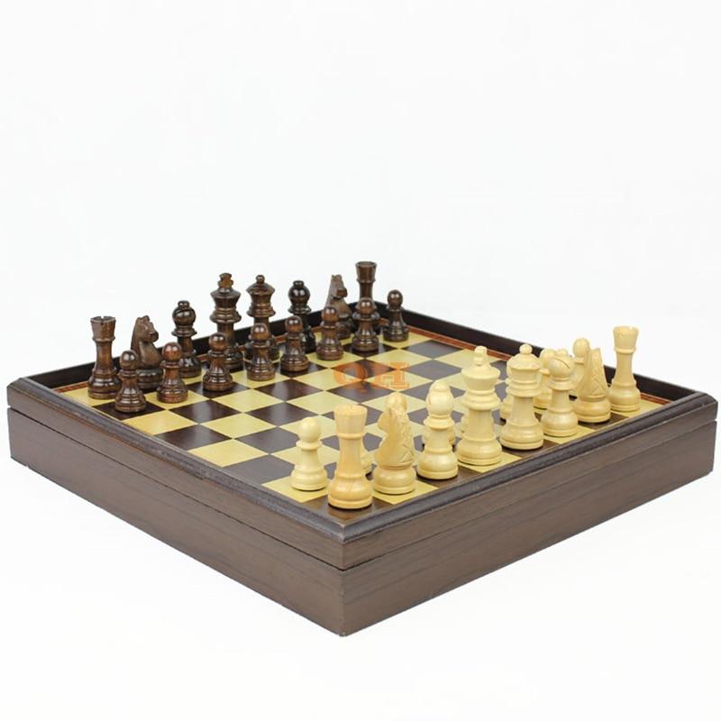 Showroom-Cadeau Hot Chess Board Game Wooden Chess Set Box Wooden Table Environmental Protection Natural Green Water Paint Desktop Entertainment