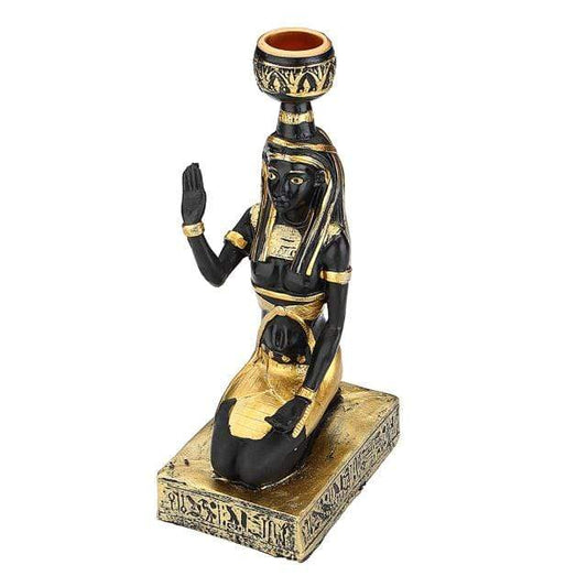 Showroom-Cadeau Light Green Resin Figurines Candleholder Retro Ancient Egyptian Goddess Sphinx Anubis Shape Candlestick Crafts Home Decorative Ornaments