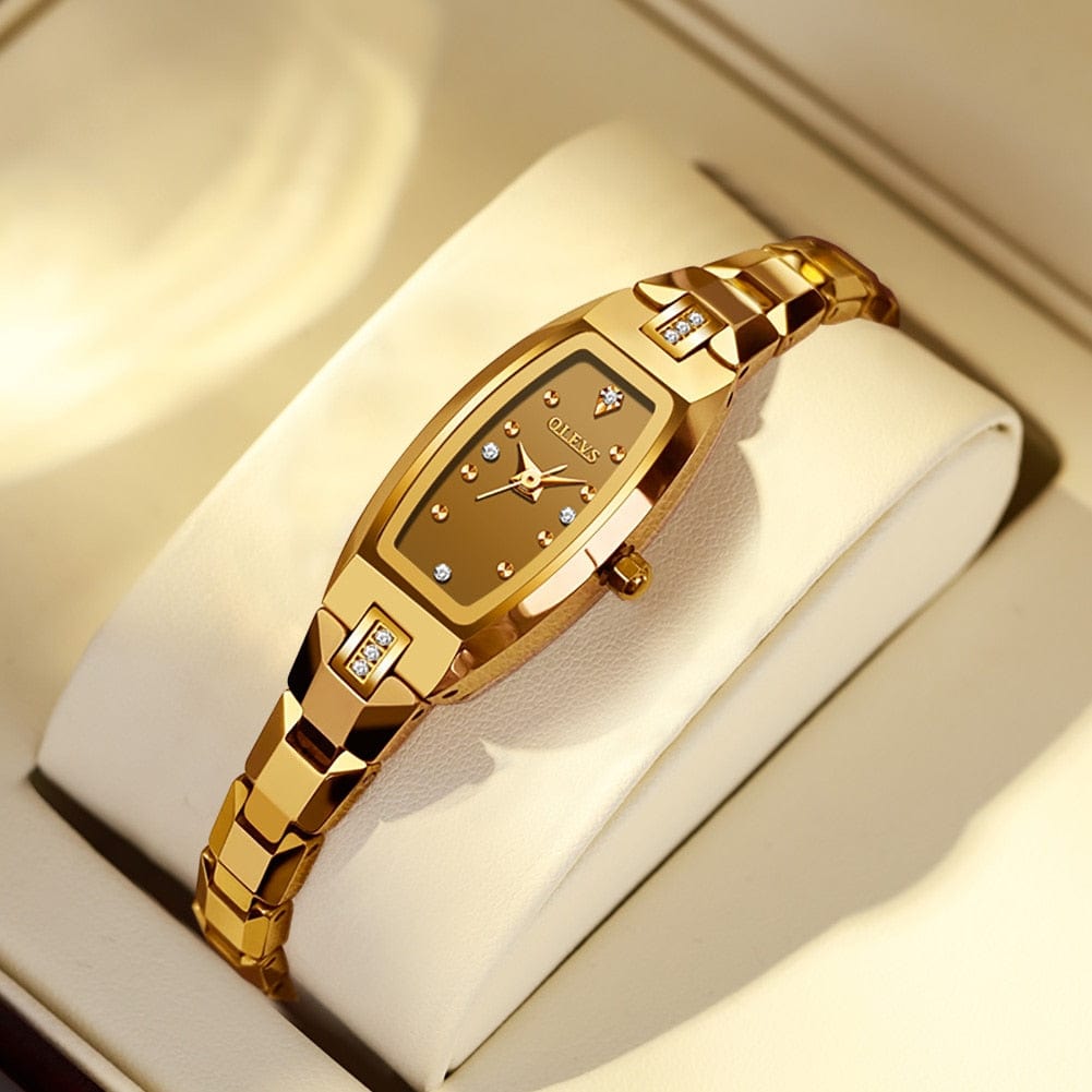 Showroom-Cadeau Montre luxe dorée étanche en acier inoxydable