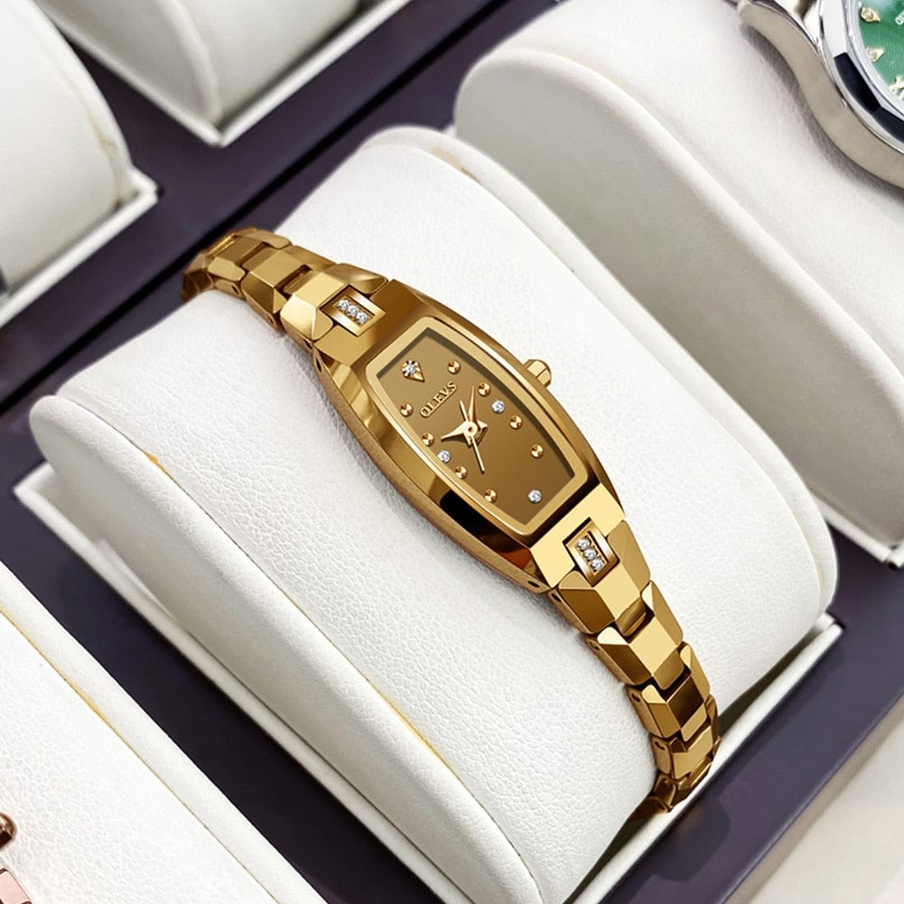 Showroom-Cadeau Montre luxe dorée étanche en acier inoxydable
