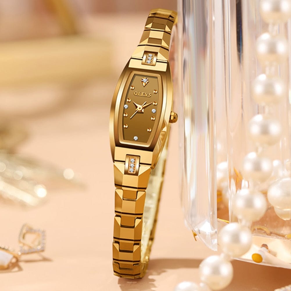 Showroom-Cadeau Montre luxe dorée étanche en acier inoxydable