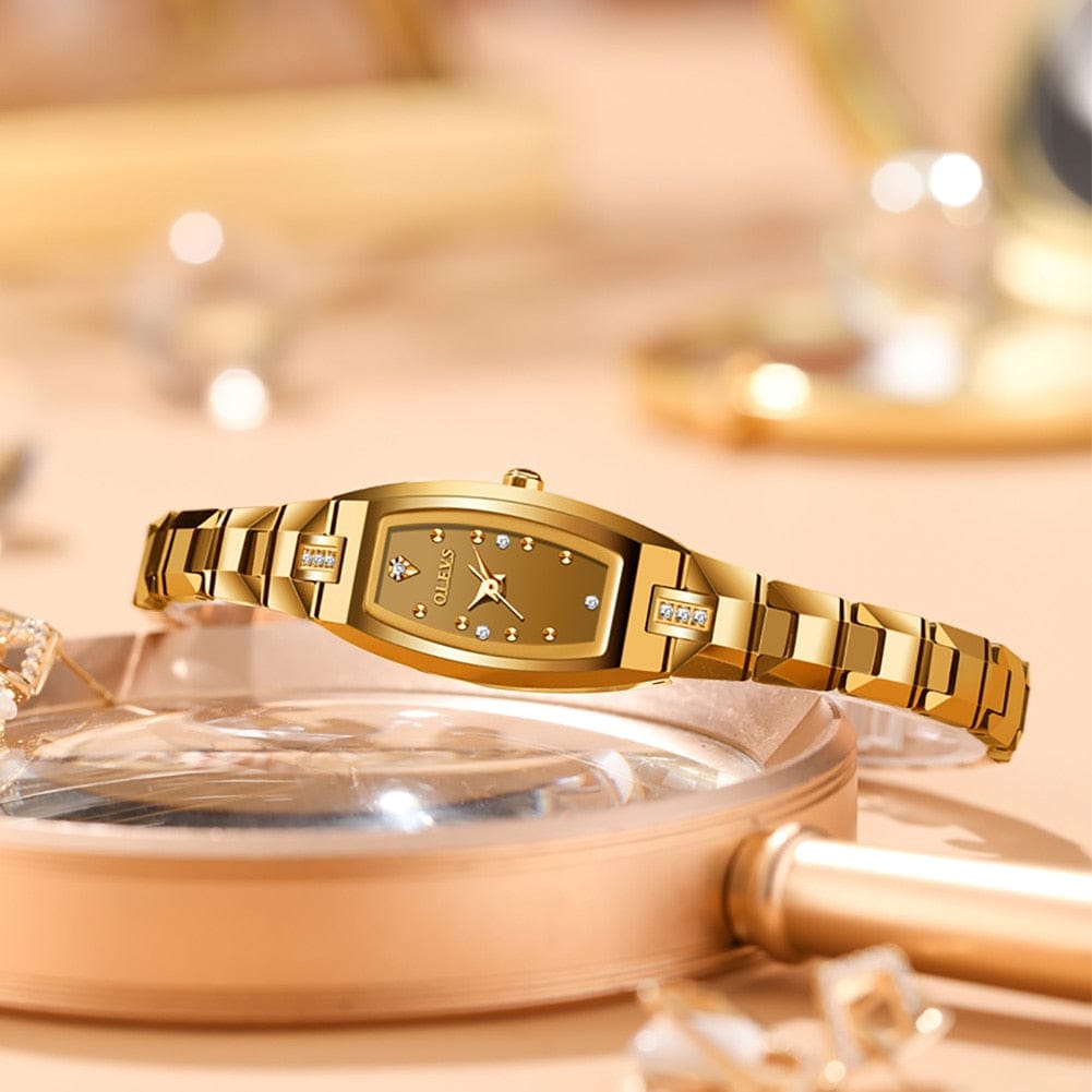 Showroom-Cadeau Montre luxe dorée étanche en acier inoxydable
