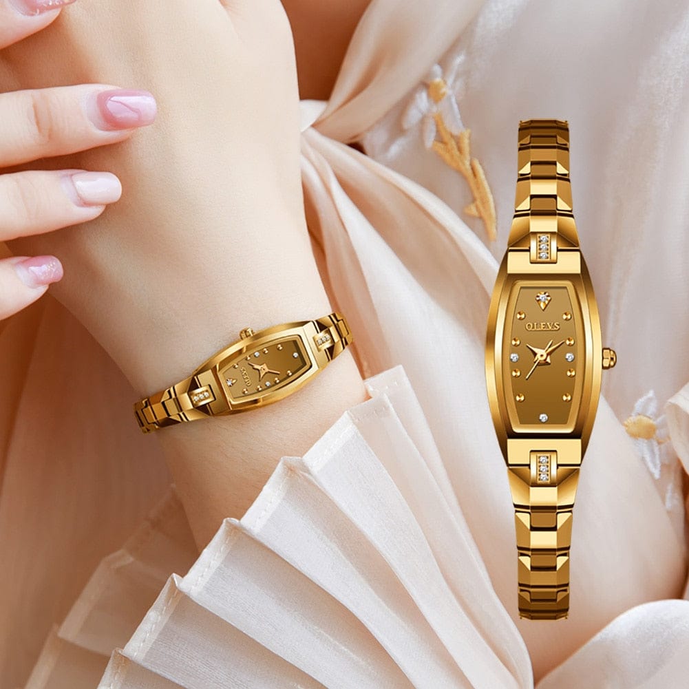 Showroom-Cadeau Montre luxe dorée étanche en acier inoxydable