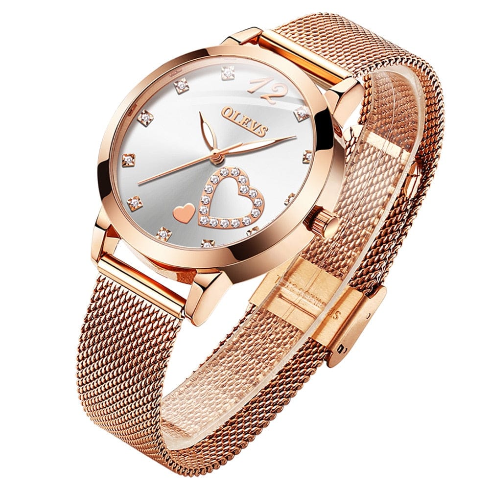 Showroom-Cadeau White / China / No Ensemble montre-Bracelet en or Rose, cœur diamant