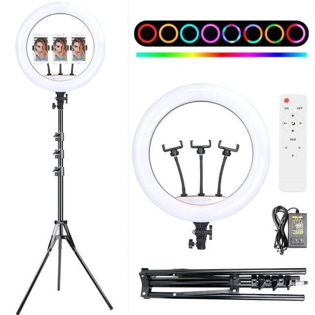 showroomcadeau Anneau selfie 190cm trépied Anneau selfie lumineux rgb avec support pour téléphone