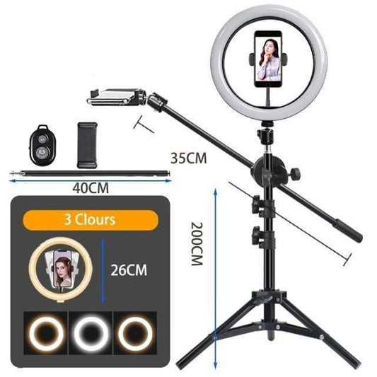 showroomcadeau Anneau selfie 200CM Anneau lumineux Led selfie avec trépied