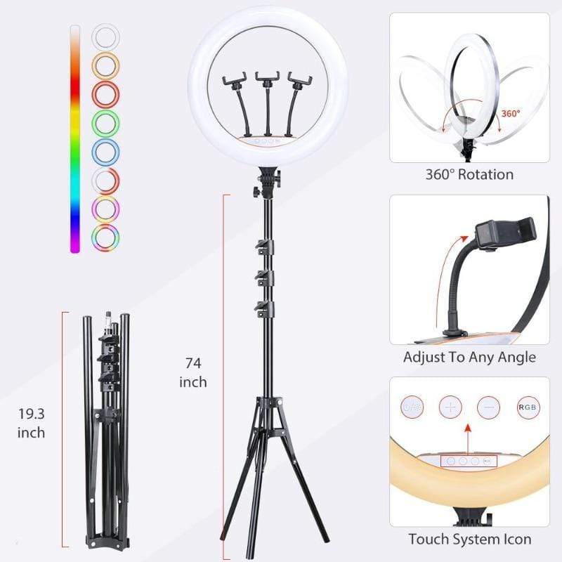 showroomcadeau Anneau selfie Anneau selfie lumineux rgb avec support pour téléphone