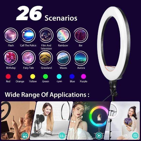 showroomcadeau Anneau selfie Anneau selfie lumineux rgb avec support pour téléphone