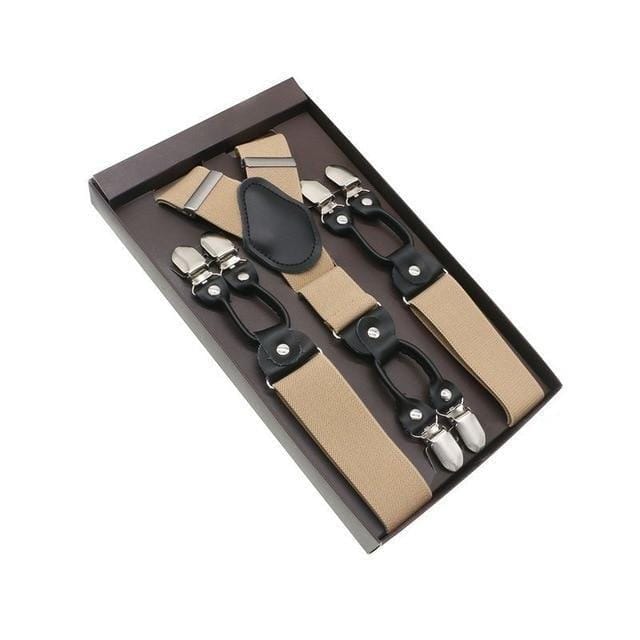 showroomcadeau Bretelles en cuir Beige Bretelles en cuir véritable homme
